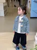 Ropa infantil Vimood, chaqueta vaquera para niñas, estilo retro casual de otoño, chaqueta cárdigan para niños, top, ropa para bebé de grado A