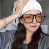 Gafas de sol de estilo coreano con montura grande y montura inferior negra, montura negra, marrones, para mujer, toma callejera, para cara redonda, montura grande, gafas de moda para hombre