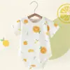 Ropa de verano para bebé de manga corta cruzada para pañal Ropa de verano para recién nacido de algodón puro Camiseta sombrero triangular Ropa triangular para bebé para escalar para hombres y mujeres