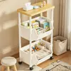 Estante de almacenamiento de juguetes para niños con ruedas, una unidad de estantería móvil tipo carrito, estante de almacenamiento multicapa para uso doméstico, adecuado para salas de estar y para almacenar bocadillos
