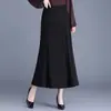 Falda de sirena negra de moda, nueva colección otoño 2026, falda bodycon ajustada a la moda, falda midi de cintura alta