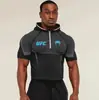 Camiseta con Capucha para Hombre de Fitness de Co-Marca UFC, Alta Elasticidad, Secado Rápido, Adelgazante, para Gimnasio, Entrenamiento de Levantamiento de Pesas y Carrera, Manga Larga