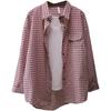 [Bizheng] Novo Conjunto de Duas Peças Moda Casual Estilo Coreano Outono 2025 Camisole Camisa de Manga Longa Xadrez Feminino 4846