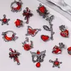 [negro y rojo] guirnalda de rosa mariposa oscura colgante de aleación materiales para pulsera collar DIY accesorios