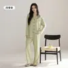 Cardigan Feminino de Algodão Puro com Manga Longa para Primavera e Outono 2026 Novo Conjunto Fofo de Algodão Puro para Casa com Listras de Desenho Animado