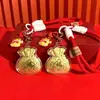 Corrente de Celular Saco da Sorte Banhado a Ouro 999, Chaveiro da Riqueza, Pingente de Bolsa, Saco da Sorte Atrai Fortuna, Mesmo Estilo dos Itens da Loja, Atacado