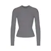 Camiseta de Manga Comprida Camiseta Feminina de Manga Comprida Modeladora de Corpo Gola Redonda Justa Camada Base Feita Sob Medida