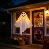 Decoraciones de fantasmas LED iluminadas de Halloween transfronterizas, luces colgantes de fantasma, accesorios espeluznantes de Halloween para jardín