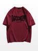 Camiseta de Hombre de Verano de Marca de Moda Borgoña de Algodón Puro de Manga Corta 240g Peso Pesado Americano Guapo Suelta Versátil Camiseta de Media Manga