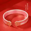 Pulsera de Plata Flor de Peonía Pulsera de Plata Esterlina Pulsera para Mujer Fútbol Plata 9999 Apertura Método Antiguo Pulsera Sólida de Oro y Plata Trazada para Entrega