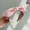Diadema Grande con Lazo para Mujer, Estilo Dulce Coreano, Diadema de Tela de Color Sólido, Borde Ancho, Pinza para el Cabello Simple y Elegante