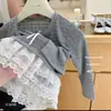 Estilo ballet~Conjunto nuevo de otoño 2026 para niñas, dos piezas falsas, top de encaje y pantalones de campana