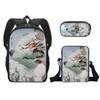 Mochila Escolar de Chainsaw Man de Nueva Cadena Transfronteriza Mochila de Dibujos Animados Set de Tres Piezas Bolsa para Lápices de Poliéster Set de Bolso de Hombro