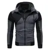 Nuevo Sudadera con Capucha y Cremallera de Doble Capa con Parches Personalizados para Hombre de Amazon Talla Europea Moda Casual Deportiva Cardigan para Hombre con Capucha