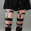 Anéis de Perna Pretos Fofos, Presilhas de Ligas em Formato de Coração, Cinto de Liga Elástico Ajustável Feminino Estilo Punk Escuro, Presilhas de Liga Sexy para Cosplay