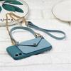Soporte para tarjetas con asa de color sólido para funda de teléfono Apple 12 11/XR creativo bandolera personalidad XSmax funda protectora Suave