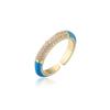 Suministro transfronterizo Aogu joyería de moda europea y americana con microincrustaciones de cobre anillo abierto geométrico de circón de gota de 8 colores para mujer