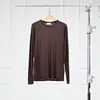 Camiseta de manga larga con cuello redondo, cómoda, adelgazante, para uso diario, de modal y cachemir, para mujer, Warren Sea Dragon BKL01