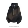 Sudadera con Media Cremallera y Cuello Alto Estilo Americano para Hombre, Chaqueta Deconstruida de Nicho Otoñal, Sudadera con Capucha Estructurada de Alta Resistencia