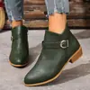 Botas Martin Estilo Británico Retro para Mujer 2026 Nuevo Llegada Otoño/Invierno Punta Puntiaguda Hebilla Tacón Medio Cremallera Lateral Botines Chelsea