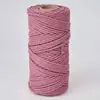 Corda de algodão colorida de 4 mm amarrada corda de algodão trançada em três fios corda de etiqueta cordão tecido para tapeçaria corda tecida à mão