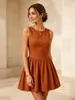 Vestido vintage de verão sem mangas para mulheres 2026, elegante vestido curto