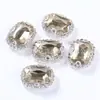 Fivela de Cristal de Borda Octogonal Retangular Vitral Garra de Cristal Broca Perfurada à Mão Acessórios para Roupas Sapatos Bolsas DIY