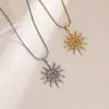 Collar Colgante de Girasol Espiral Transfronterizo Europeo y Americano Estilo Ins Moda Lujo Accesible Acero de Titanio Chapado en Oro Real 18K Joyería