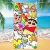 Toalha de banho de secagem rápida infantil de grandes dimensões Giz de cera Pequena nova toalha de praia Microfibra Velo de dupla face Toalha de praia com impressão digital
