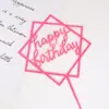 Cartão acrílico de bolo de aniversário vestido dourado cartão HB acrílico mesa de panificação layout rosa
