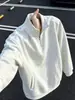 Camiseta Henley de Manga Larga para Hombre Estilo Retro Americano Otoño Invierno Corte Limpio Hombro Normal Adelgazante Fresca Elegante Top Camisa Polo
