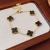 Pulseira de Trevo de Quatro Folhas com Zircônia, Design Versátil, Pulseira Fashion para o Dia a Dia, Luxo Leve, Joias de Alta Qualidade para Mulheres Atacado