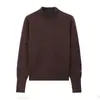 Suéter de punto base de manga larga de color liso con cuello medio alto estilo coreano para mujer, suéter pullover grueso y cálido simple y versátil para otoño e invierno