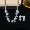 Set Transfronterizo de Joyería de Zirconia Europea y Americana Microincrustada con Diseño de Flor y Copo de Nieve, Incrustado de Diamantes, Estilo Ins, Cadena para Clavícula de Uso Diario