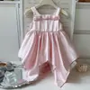 Vestido de Niña Verano Nuevo Estilo 2026 Lazo de Satín Falda de Tirantes Irregular Falda Estilo Princesa para Niños