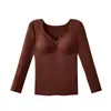 Nueva ropa interior térmica cálida de terciopelo mousse para otoño e invierno con copas incorporadas, sin costuras, no necesita usar ropa interior adicional, alta elasticidad, calmante para la piel, generadora de calor, se puede usar como capa base o como prenda exterior