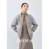 Novo Estilo Outono e Inverno 2026 Casaco Curto Casual de Lã de Cordeiro para Mulheres, High-End, Corte Amplo, Emagrecedor, Estiloso, Quente, Top Color-Blocked