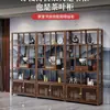 Estante de Exhibición de Madera Maciza para Hojas de Té, Gabinete Multi-Compartimento Estilo Chino, Adorno de Partición de Madera de Olmo, Gabinete de Almacenamiento y Exhibición para Sala de Té de Oficina