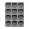 Molde de Silicona para Pastel al por Mayor Grado Alimenticio 12 Agujeros Forma de Corazón para Hornear Casero DIY Molde para Pastel Molde de Silicona para Pastel