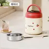 ¡Guau! Lonchera Térmica Personalizada con Asa de Doble Capa para Oficinistas y Estudiantes, Olla Portátil de Acero Inoxidable para Sopa con Lonchera y Asa
