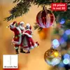 Chaveiro Pingente Acrílico Plano de Natal Papai Noel Boneco de Neve Caixa de Presente Chaveiro de Presente de Feriado Pequeno