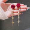 Pendientes de mariposa y flor de terciopelo rojo retro para mujer, ligeros, de lujo, de alta calidad, con temperamento, con personalidad única y exquisita.