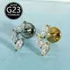 Piercing de Lábio com Rosca Interna F136 Titânio Fundo Plano Europeu e Americano, Piercing de Lábio com Zircônia Marquise, Piercing de Lábio, Piercing de Orelha, Joia para Piercing de Cartilagem