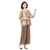 Traje de Otoño para Mamá Encaje Bordado Estilo Occidental Nuevo Conjunto de Camisa de Dos Piezas de Moda para Mujeres de Mediana Edad y Mayores Primavera y Otoño Esposa Ancha