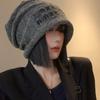 Sombrero de invierno para mujer, estilo coreano, popular en Internet, con cabeza grande, estilo perezoso, suave y ceroso, Baotou, cálido y con protección para los oídos.