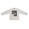 Erd Melancolia Rico Vintage Lavado Estampa Rachada Quadrinhos Waffle Unissex Manga Longa Camiseta Camada Base Tendência