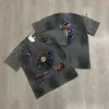 Comercio Exterior Transfronterizo Duaa Marca de Moda Europea y Americana Camiseta de Manga Corta Lavada con Pedrería y Desgastada Unisex Vintage Casual