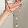 Nuevo Estilo Ins Collar con Cadena de Corazones y Borla Moda Diseño de Nicho Elegante Cadena de Clavícula de Gama Alta Se Puede Abrir