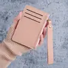 Porta-moedas Curto Feminino, Porta-cartões Ultrafino, Fechamento com Zíper, Estojo de Cartão Cor Sólida, Carteira com Vários Slots para Carteira de Motorista Atacado
