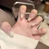 Uñas de Verano, Blanqueamiento Suave, Francés Sutil Rosado, Esmalte de Uñas Difuminado, Producto Terminado, Pegatinas Populares Removibles para Uñas